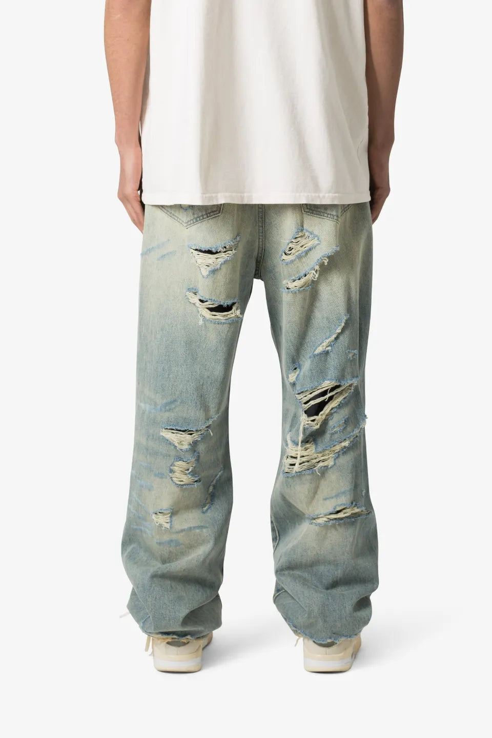 【MNML】 ULTRA BAGGY DISTRESSED DENIM （ブルー） 背面全体画像