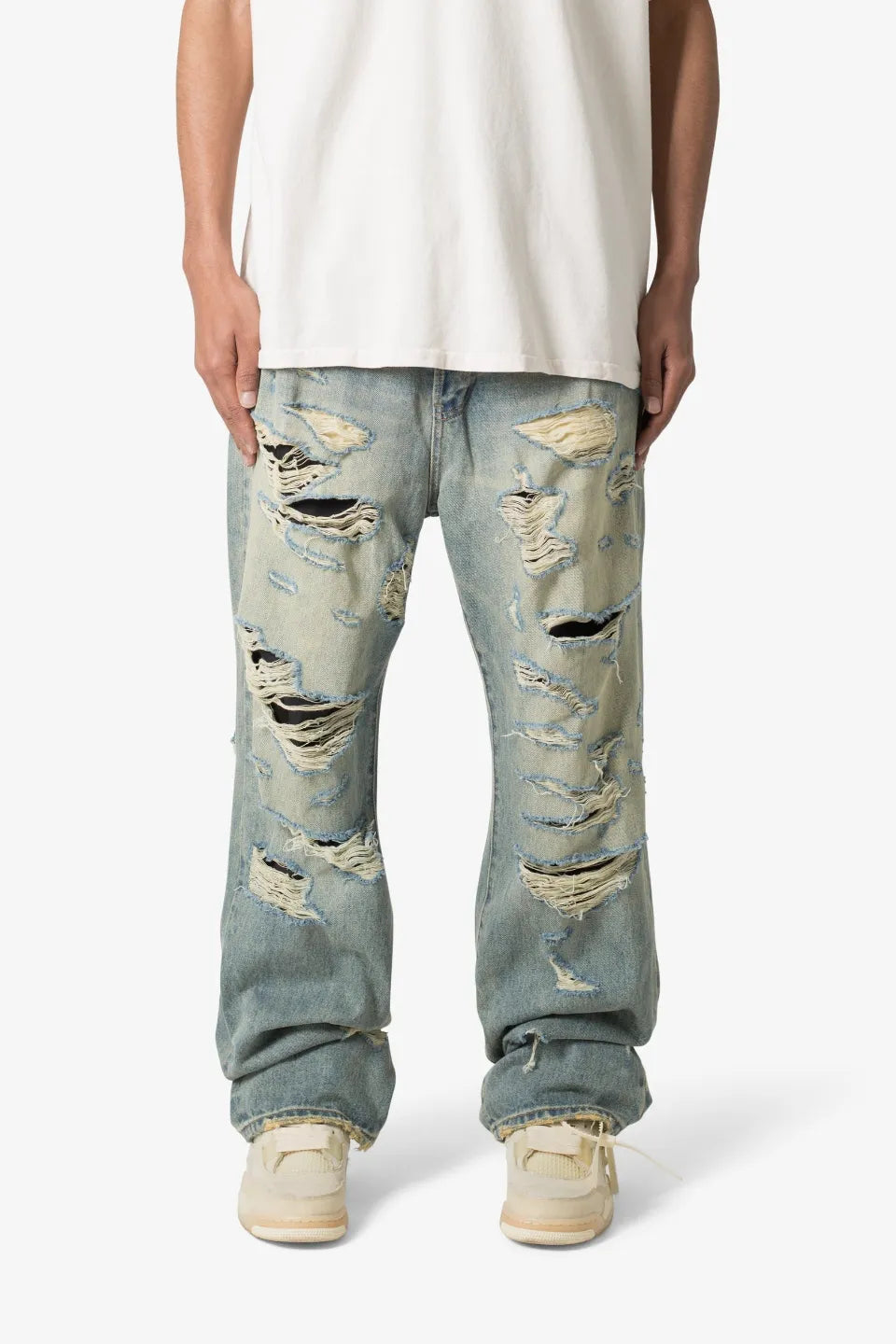 【MNML】 ULTRA BAGGY DISTRESSED DENIM （ブルー） 正面全体画像