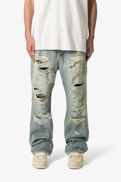 【MNML】 ULTRA BAGGY DISTRESSED DENIM （ブルー） 正面全体画像