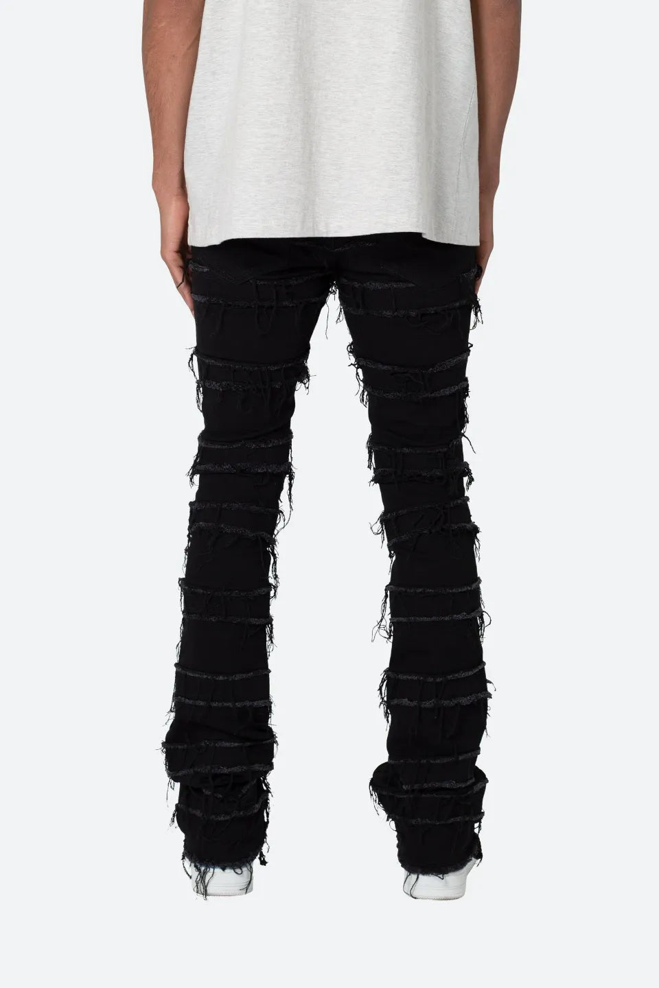 【MNML】 X597 PANELED SKINNY STACKED DENIM （ブラック） 背面全体画像