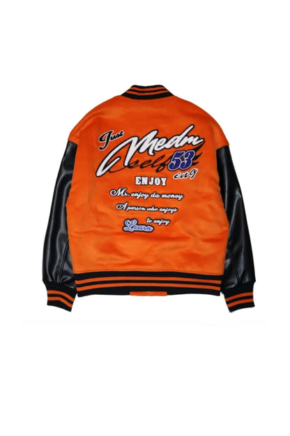 【MR. ENJOY DA MONEY】 BASIC EMBROIDERED BASEBALL JERSEY 両胸ワッペン・刺繍ディテール画像