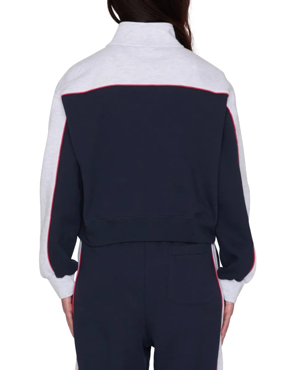 【OBEY】 ZENO MOCK NECK ZIPUP （NAVY） 背面着用画像