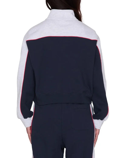 【OBEY】 ZENO MOCK NECK ZIPUP （NAVY） 背面着用画像
