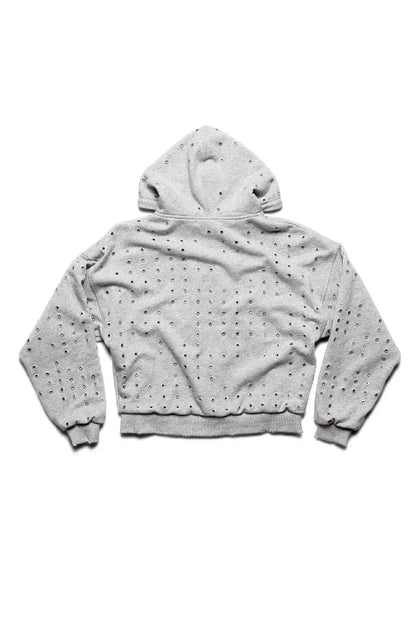 【RACER WORLDWIDE】 Eyelet Hoodie （グレー） 平置き背面画像