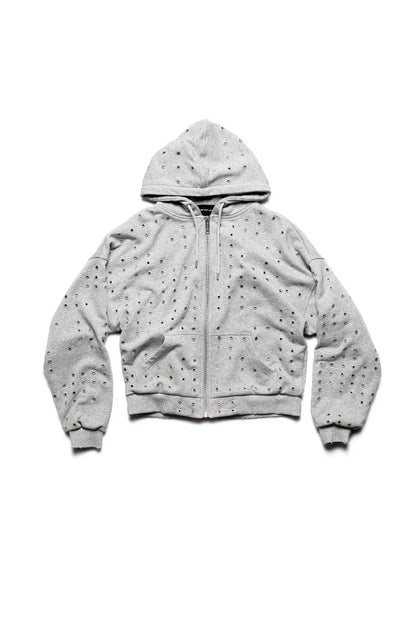 RACER WORLDWIDE】 Eyelet Hoodie （グレー） 平置き正面画像