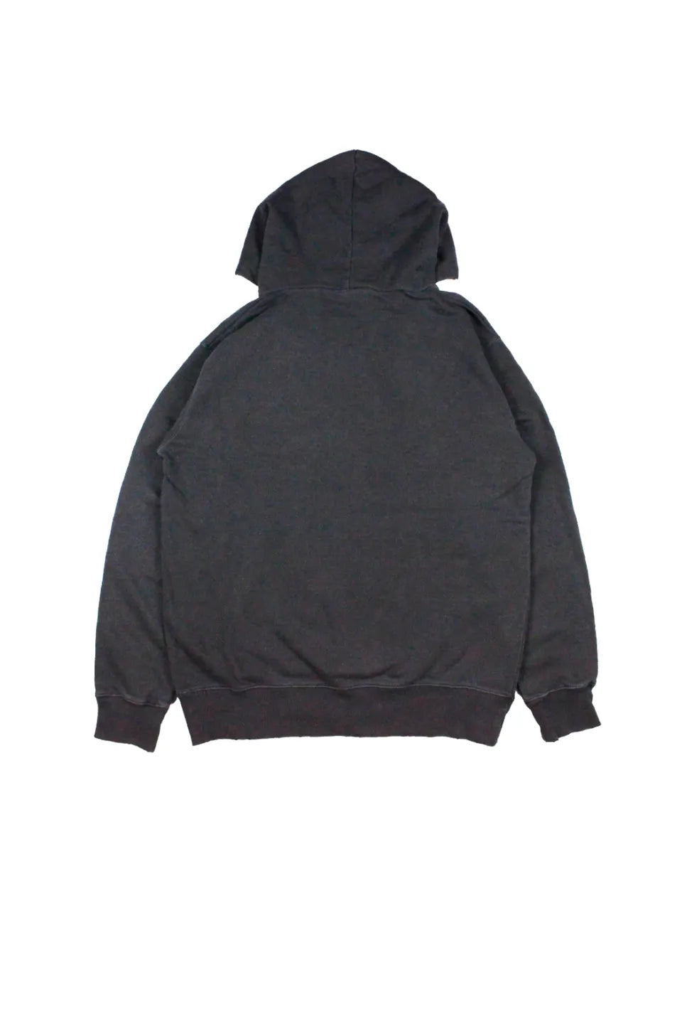 【SIRUSI LOCUS】 SIRUSI LOGO PIGMENT HOODIE （ダークグレー） ピグメント加工 ダメージパーカー 平置き背面