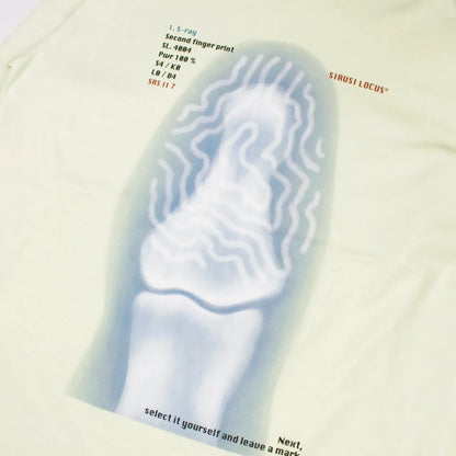 【SIRUSI LOCUS】 SECOND FINGER PRINT L/S TEE ライム レントゲンモチーフ 指紋グラフィックプリント ディテール