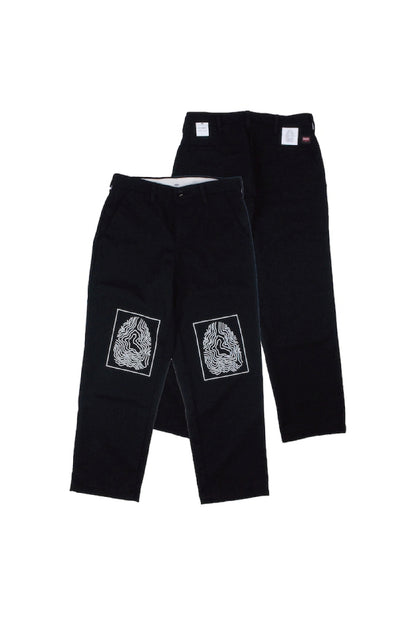 SIRUSI LOCUS SIMON WORK PANTS ブラック 両膝ロゴプリント ワークパンツ 平置き前後全体カット