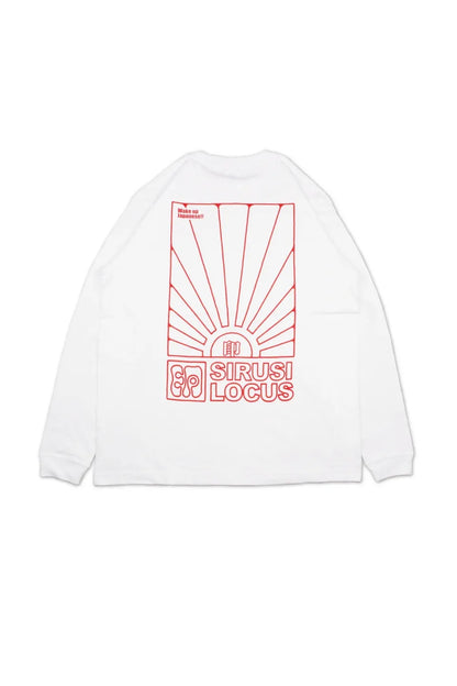 SIRUSI LOCUS SIRUSI WAKE UP JAPANESE L/S TEE ホワイト バックプリント 平置き背面全体カット