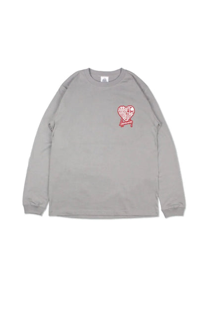 【SIRUSI LOCUS】 夢印愛者 L/S TEE （グレー） 長袖Tシャツ 平置き正面