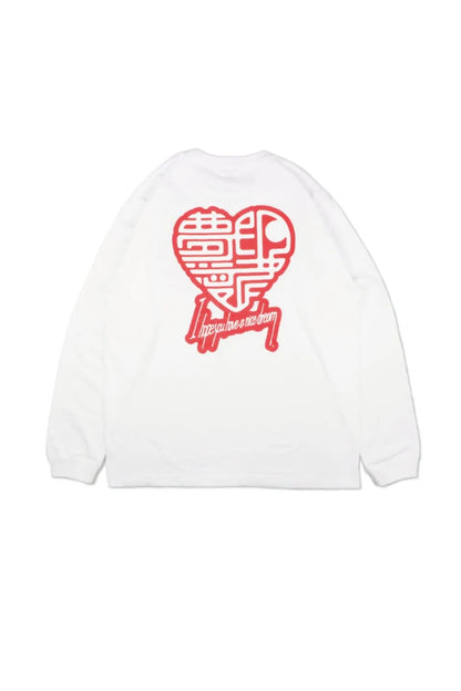 SIRUSI LOCUS】 夢印愛者 L/S TEE （ホワイト） バックプリント 長袖Tシャツ 平置き背面