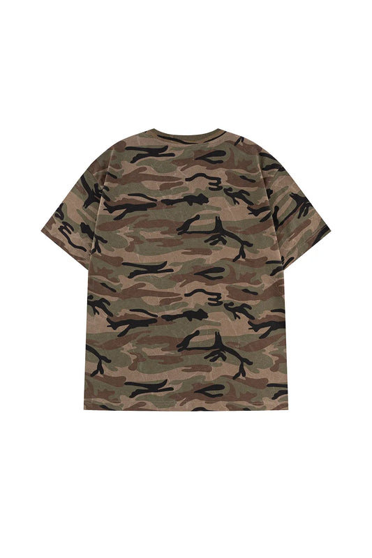 Rhinestone Fire Bones Tee - KHAKI