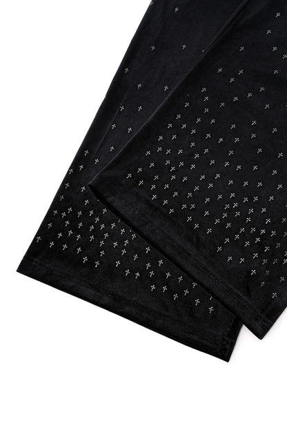 SUPPLIER】 Micro Cross Rhinestone Velour Track Pants 裾ラインストーン・Micro CROSS詳細画像