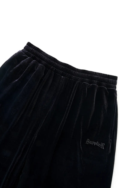 【SUPPLIER】 Micro Cross Rhinestone Velour Track Pants ウエスト周り・ロゴ刺繍拡大画像