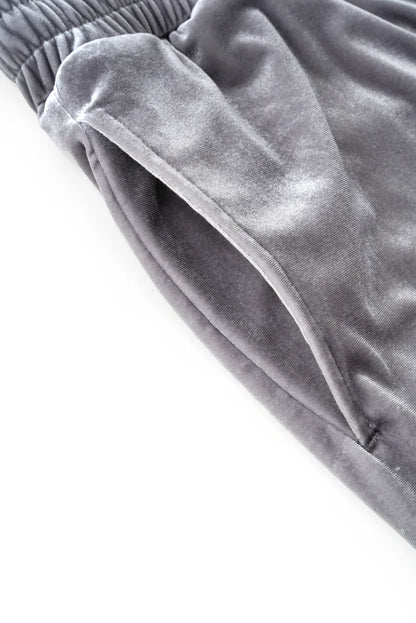 【SUPPLIER】 Micro Cross Rhinestone Velour Track Pants （グレー）サイドポケット詳細画像