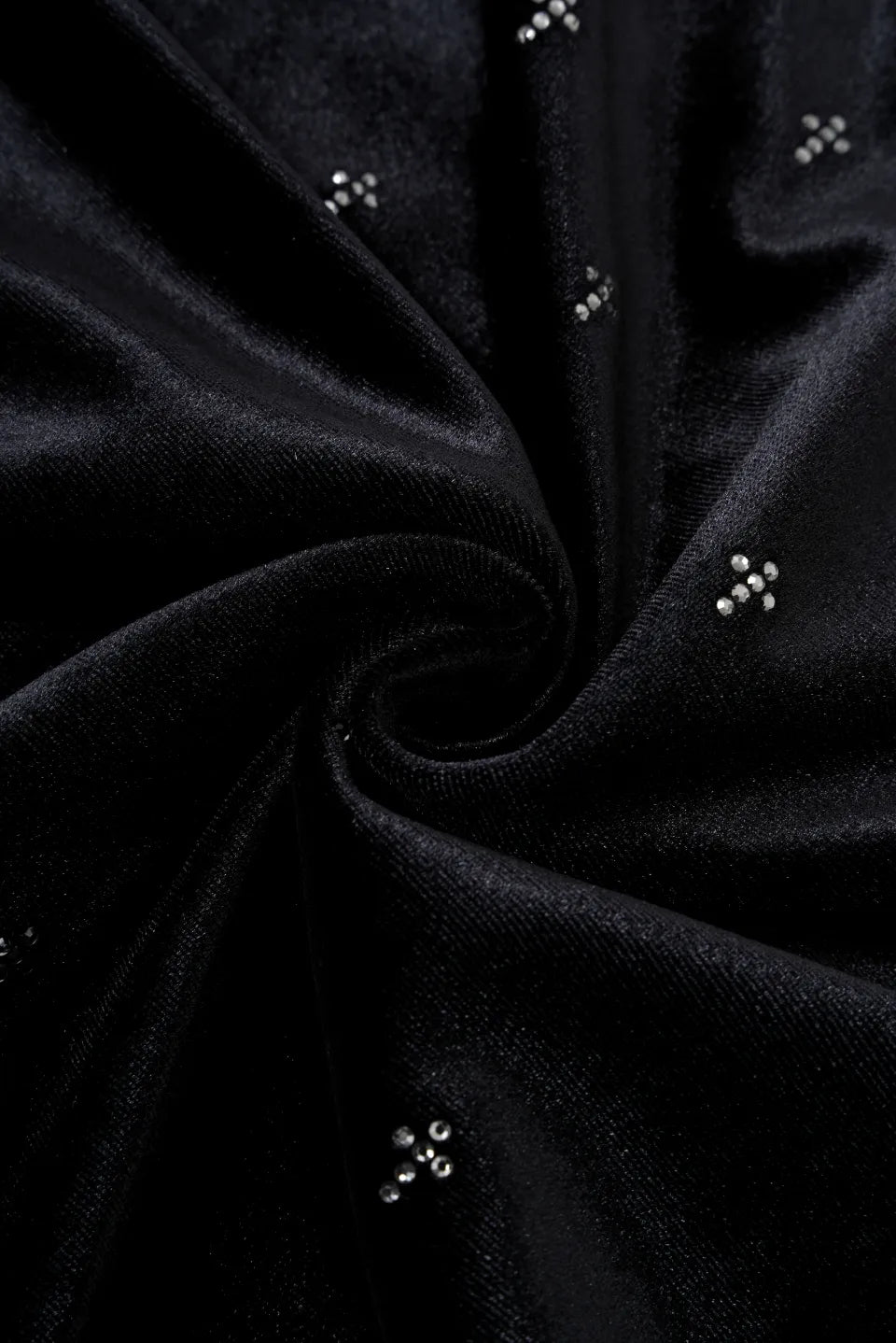 【SUPPLIER】 Micro Cross Rhinestone Velour Zip Hoodie（ブラック） 330GSMベロア生地感拡大画像
