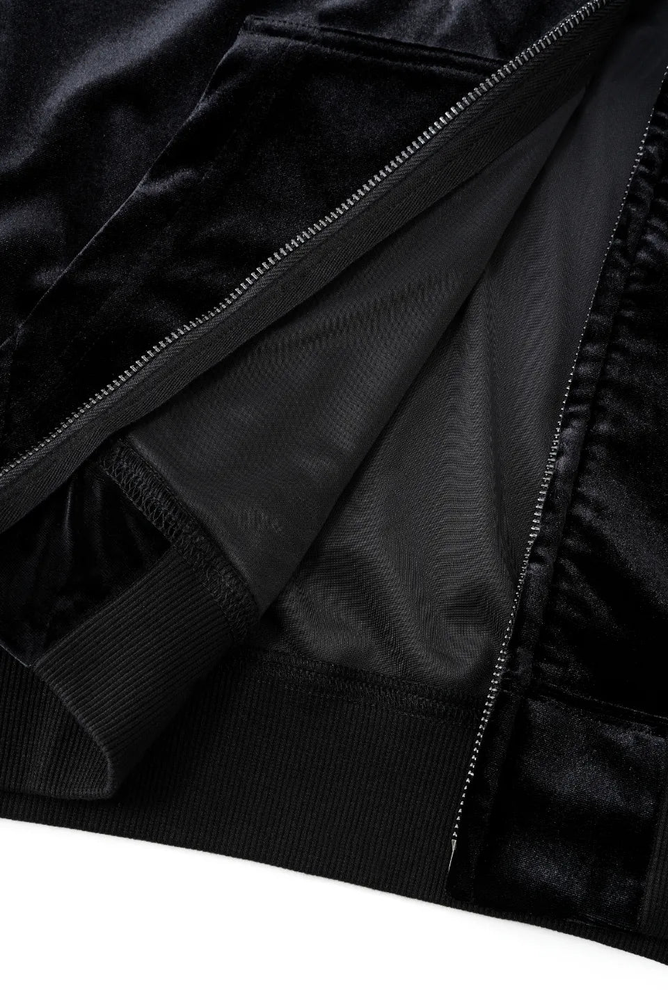 【SUPPLIER】 Micro Cross Rhinestone Velour Zip Hoodie 内側裏地・ジップ裏仕様詳細画像