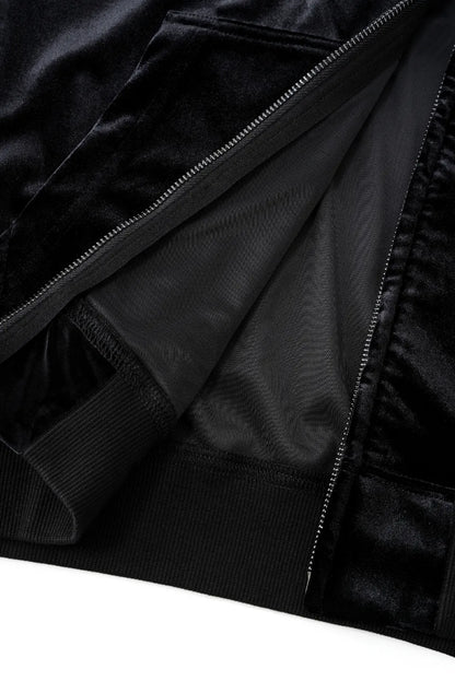 【SUPPLIER】 Micro Cross Rhinestone Velour Zip Hoodie 内側裏地・ジップ裏仕様詳細画像