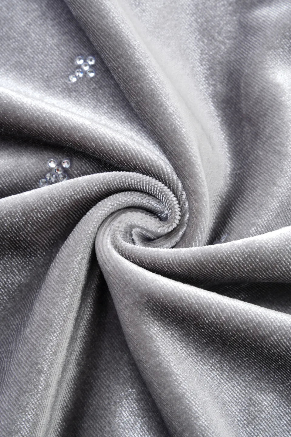 【SUPPLIER】 Micro Cross Rhinestone Velour Zip Hoodie（グレー） 330GSMベロア生地感拡大画像