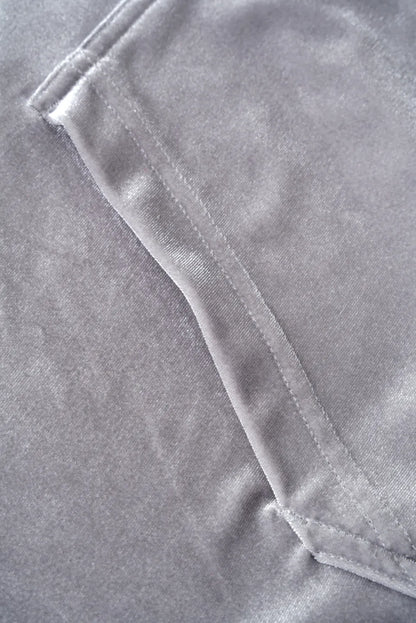 【SUPPLIER】 Micro Cross Rhinestone Velour Zip Hoodie（グレー） カンガルーポケット詳細画像
