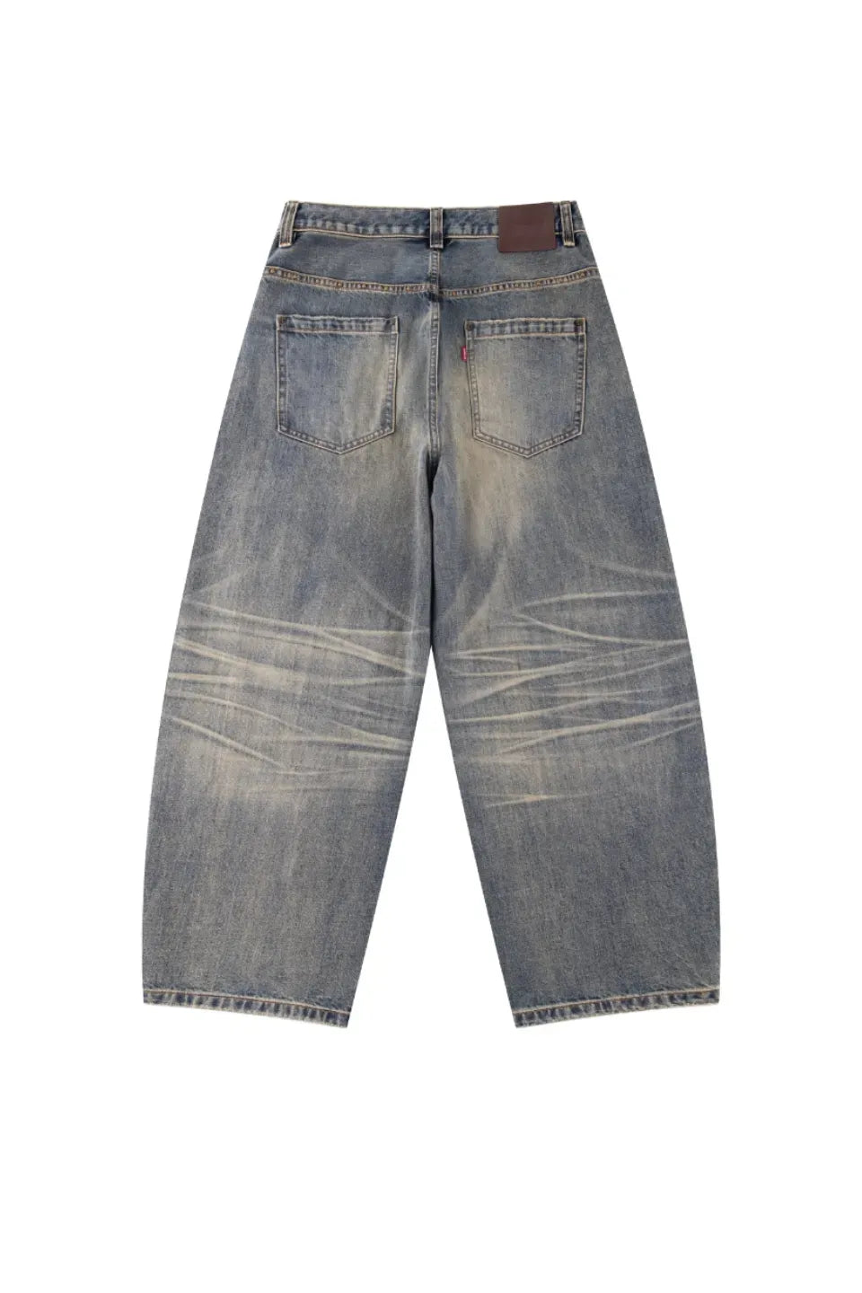 【SUPPLIER】 Studs Tribal Leather Patch Curve Denim （BLUE） 背面全体