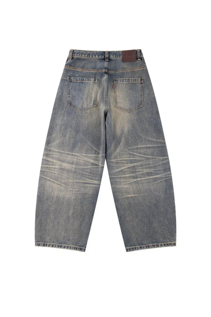 【SUPPLIER】 Studs Tribal Leather Patch Curve Denim （BLUE） 背面全体