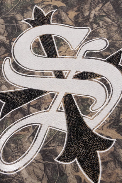 SUPPLIER ジップパーカー 背面CROSS LOGO ラインストーン＆刺繍ディテール拡大