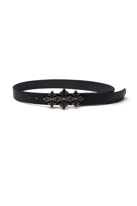 【SUPPLIER】 Triple Cross Buckle Belt （ブラック） 正面全体画像