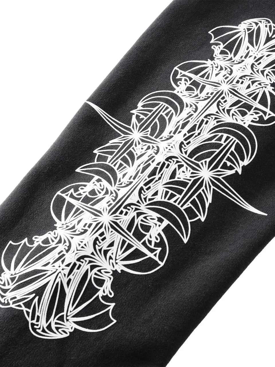 【THE BOY HAS NO PATIENCE】 LUMINOUS DAWN ASTRAL LOGO FLOCKED PANTS フロック加工ベロアグラフィック拡大画像