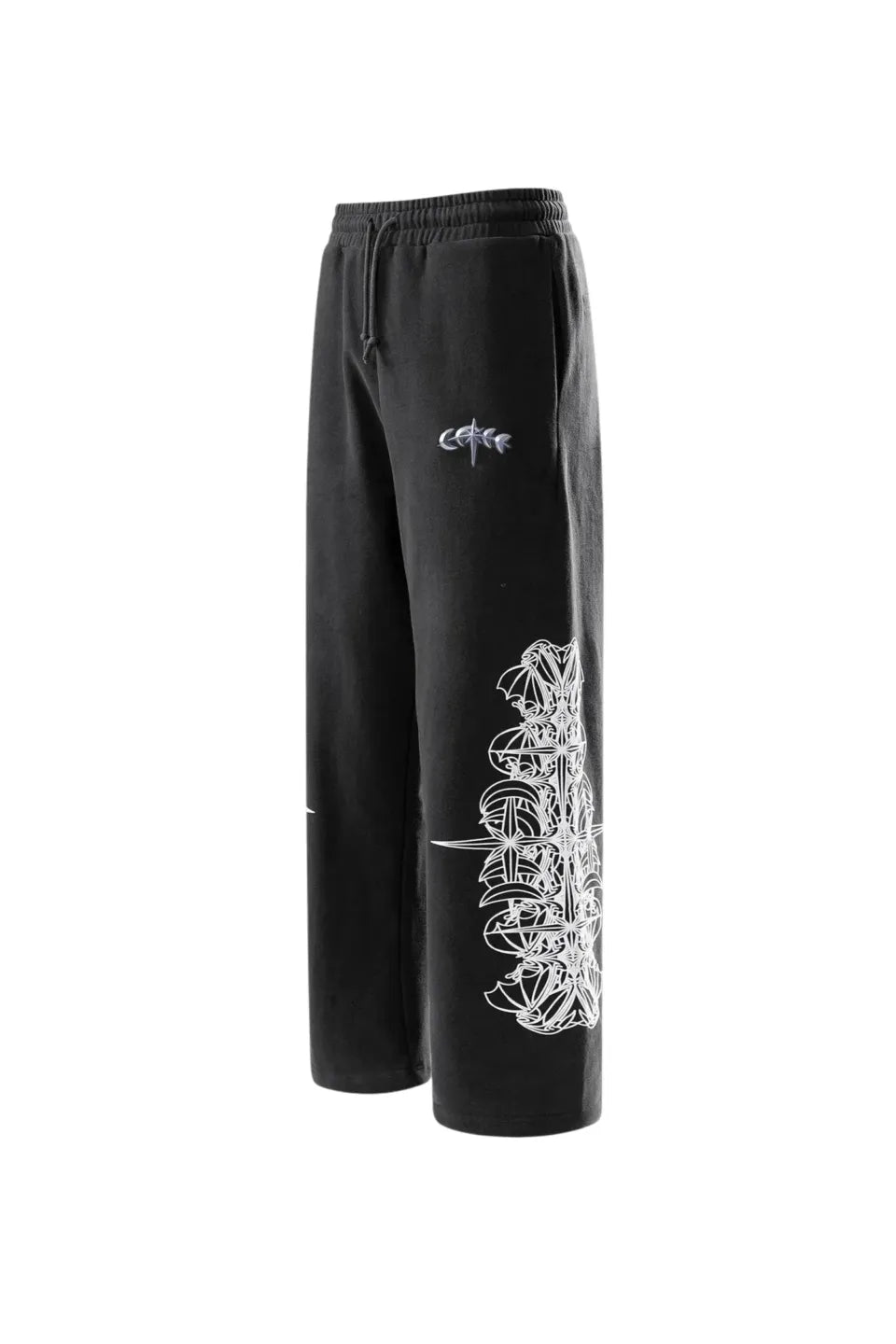 【THE BOY HAS NO PATIENCE】 LUMINOUS DAWN ASTRAL LOGO FLOCKED PANTS サイドグラフィック詳細画像