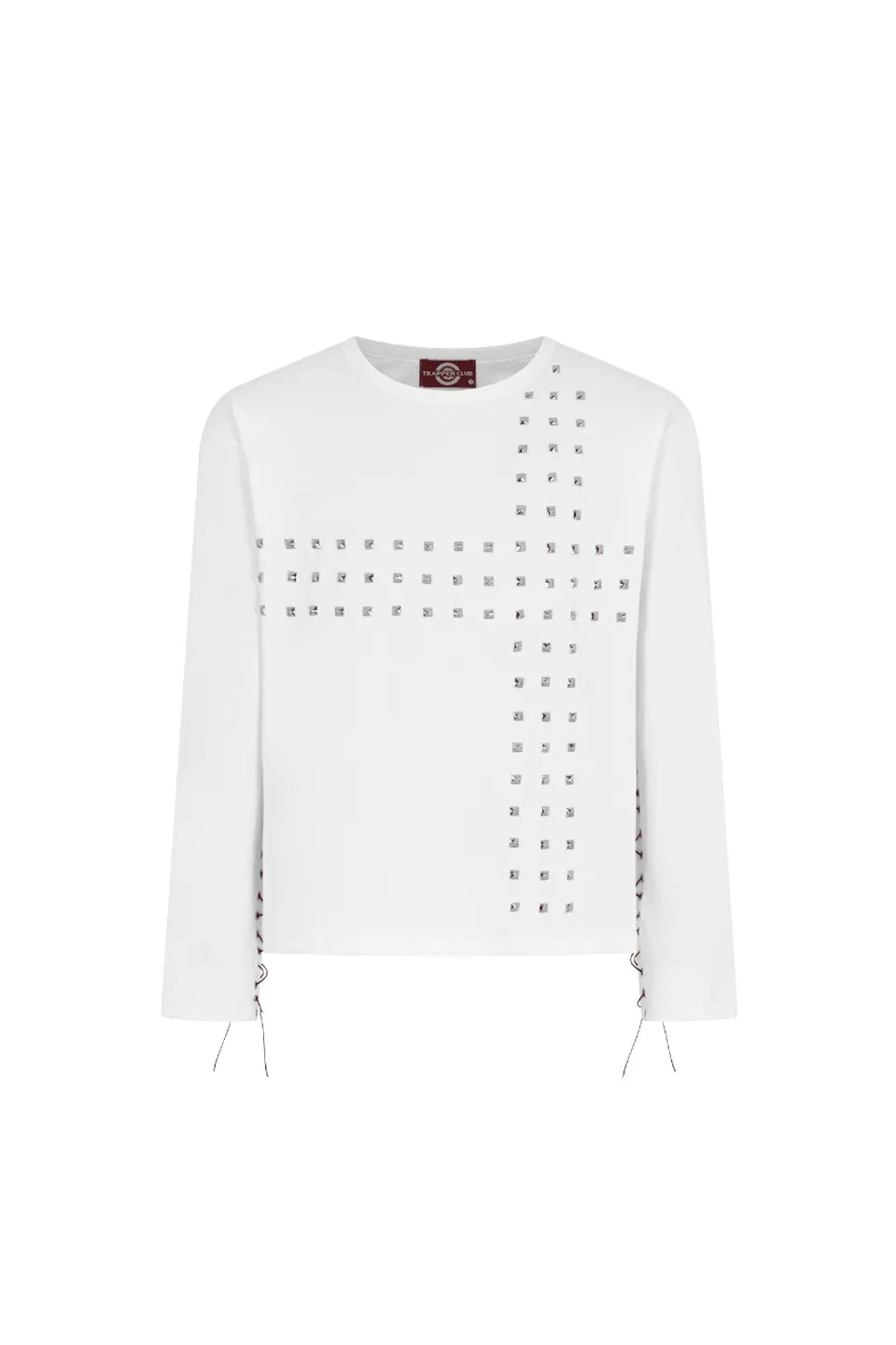 Trapper Club Hell Spine Long Sleeve Tee ホワイト メタルチャームカスタム ロンT 平置き正面フロントカット