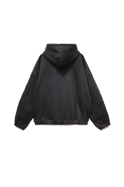 【WASTED PARIS】 BURY BOXY HOODIE （BLACK） フードとドロップショルダーが際立つシンプルな背面画像